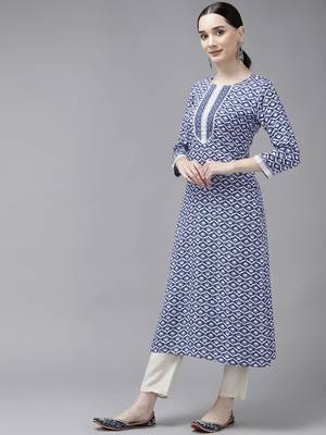Blue printed rayon kurtas-and-kurtis 2