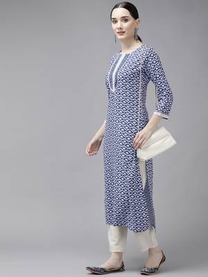 Blue printed rayon kurtas-and-kurtis 5