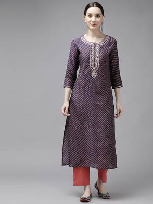 Blue printed silk kurtas-and-kurtis 1