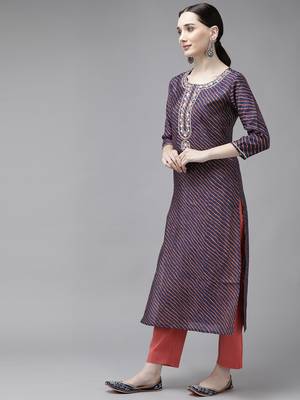 Blue printed silk kurtas-and-kurtis 2