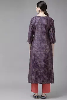 Blue printed silk kurtas-and-kurtis