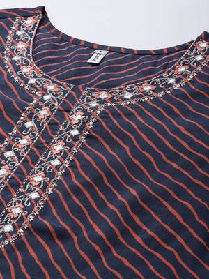 Blue printed silk kurtas-and-kurtis 4