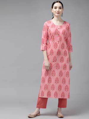 Pink printed cotton kurtas-and-kurtis 1