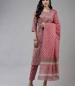 Pink printed cotton ethnic-kurtis