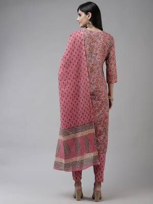 Pink printed cotton ethnic-kurtis 3