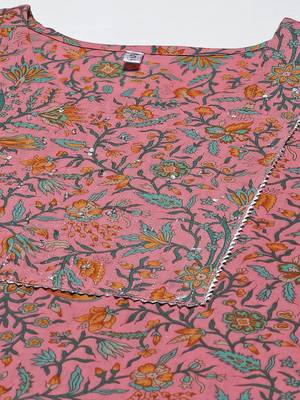 Pink printed cotton ethnic-kurtis 4