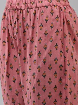 Pink printed cotton ethnic-kurtis 5