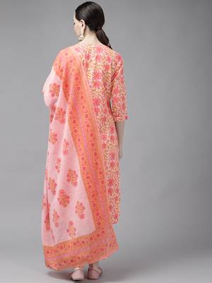 Peach printed cotton ethnic-kurtis 3