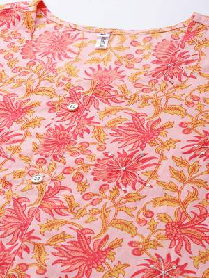 Peach printed cotton ethnic-kurtis 4