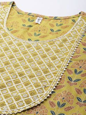 Mustard printed cotton ethnic-kurtis 4