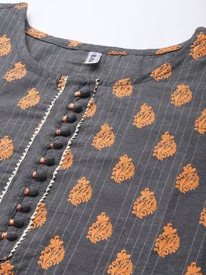 Grey printed cotton ethnic-kurtis 4
