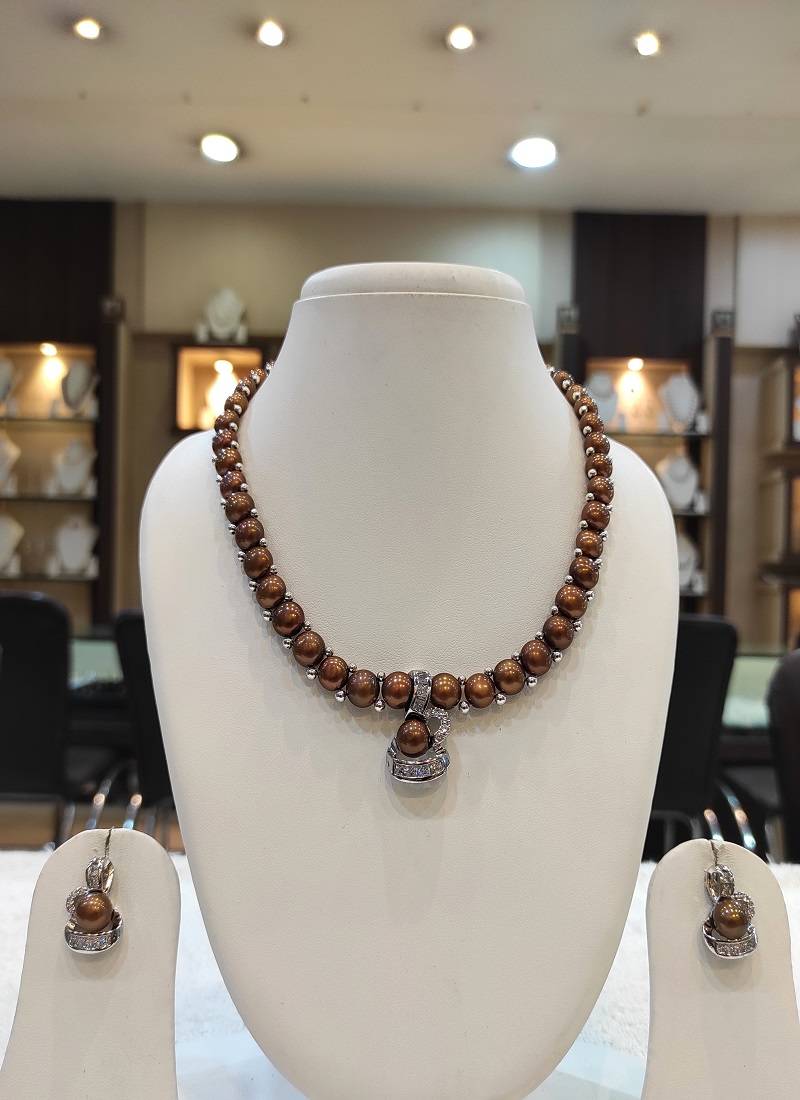 Brown pearl necklaces