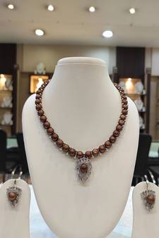 Brown pearl necklaces