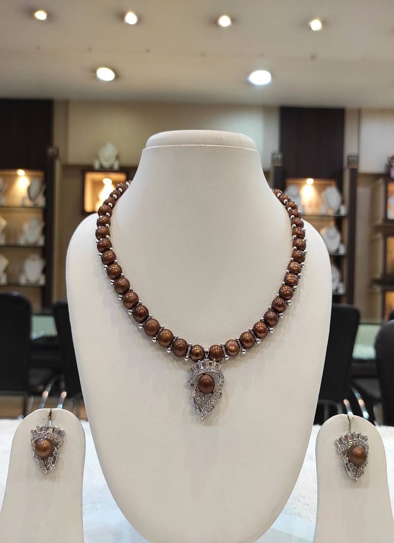 Brown pearl necklaces