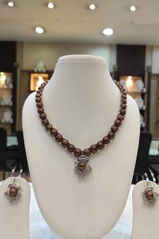 Brown pearl necklaces