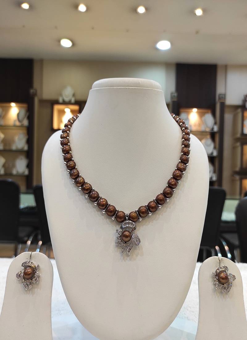 Brown pearl necklaces