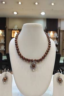 Brown pearl necklaces