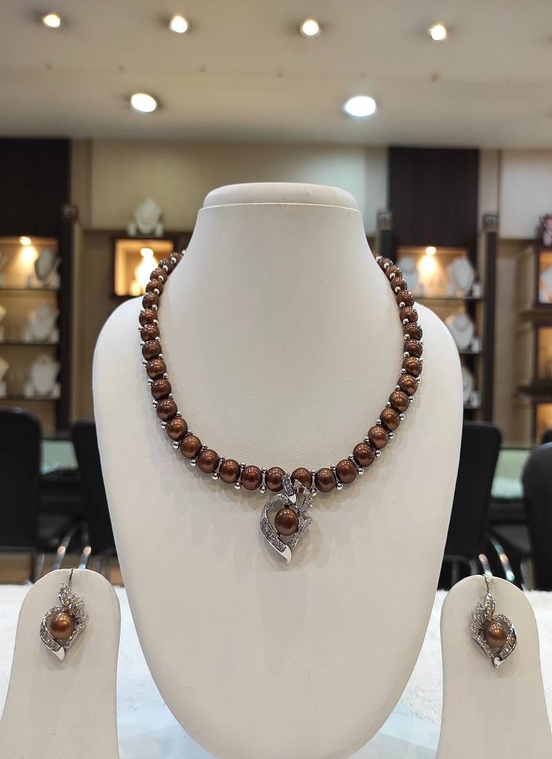 Brown pearl necklaces