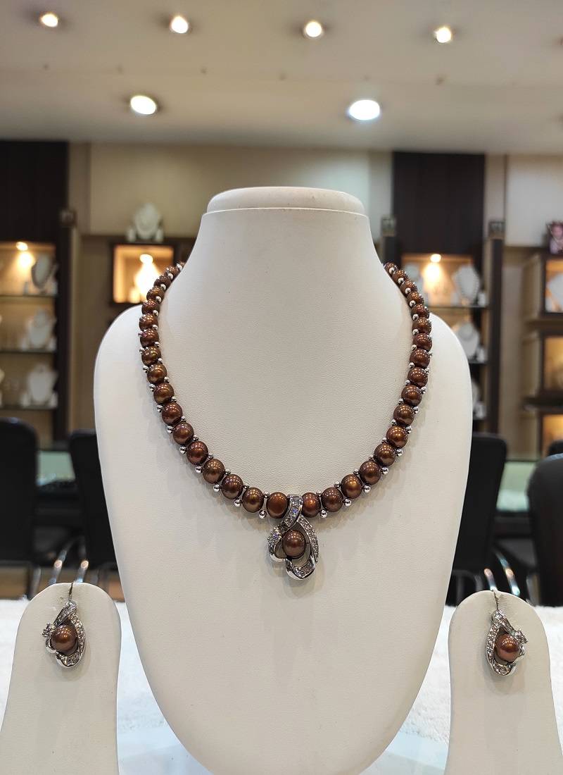 Brown pearl necklaces