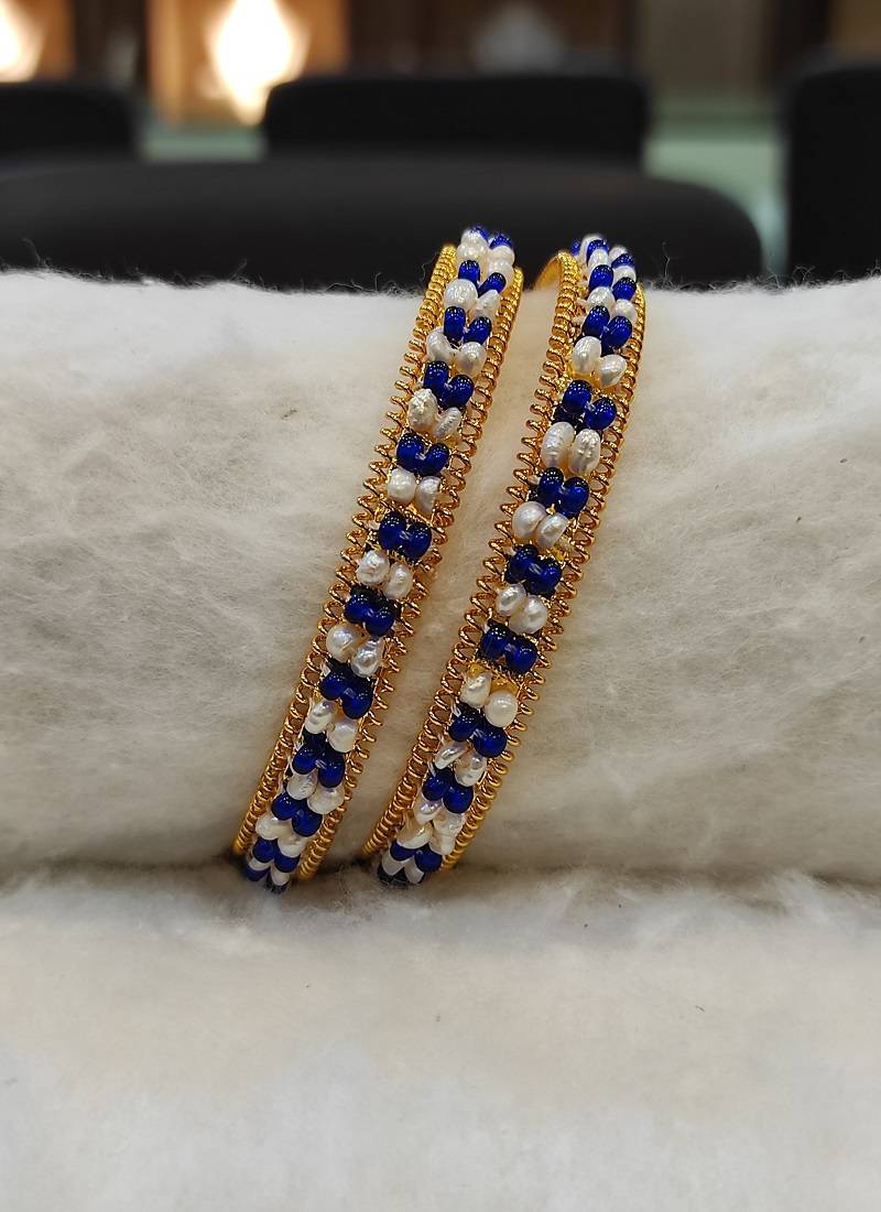 Blue pearl bangles-and-bracelets