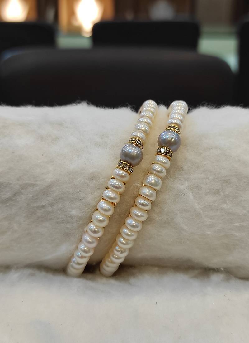 Grey pearl bangles-and-bracelets