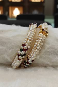 Multicolor pearl bangles-and-bracelets