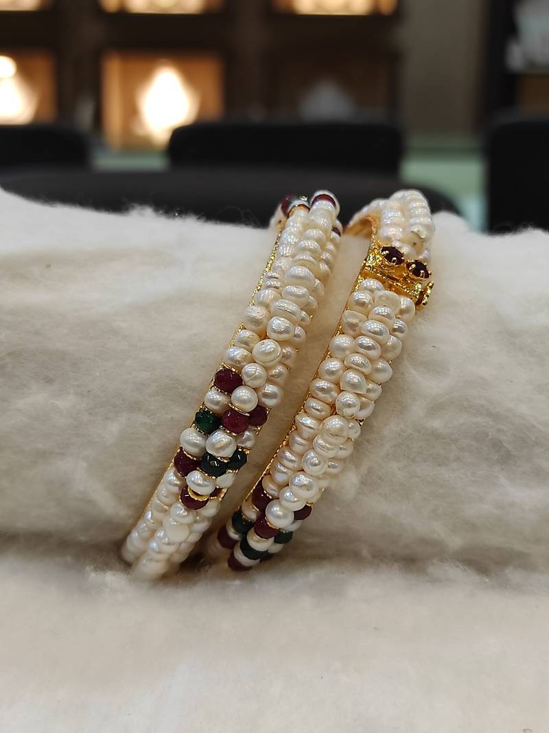 Multicolor pearl bangles-and-bracelets