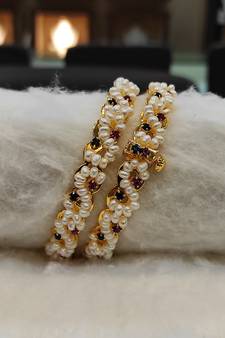 Multicolor pearl bangles-and-bracelets