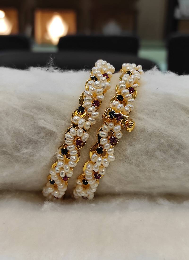 Multicolor pearl bangles-and-bracelets