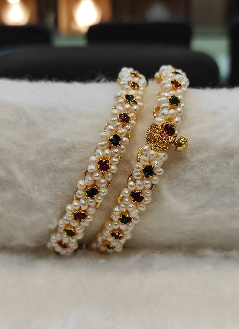 Multicolor pearl bangles-and-bracelets