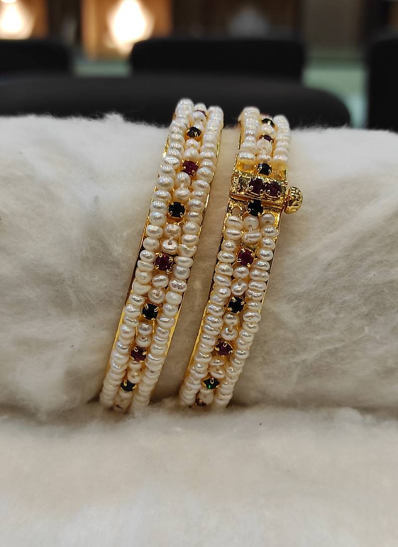 Multicolor pearl bangles-and-bracelets