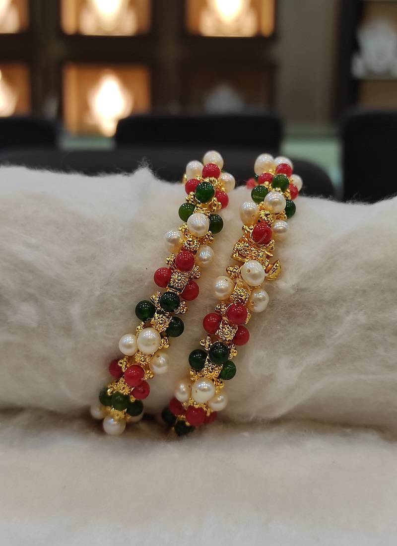 Multicolor pearl bangles-and-bracelets