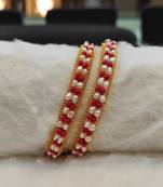 Red pearl bangles-and-bracelets