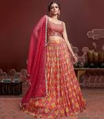 Gorgeous Red Zari and Sequins Embroidered Designer Silk Lehenga with Mirror Work Choli and soft net Dupatta