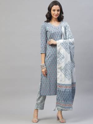 Turquoise zari cotton salwar 1