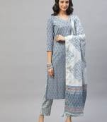 Turquoise zari cotton salwar