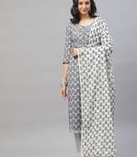 Grey thread embroidery cotton salwar