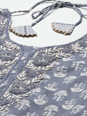 Grey thread embroidery cotton salwar 2
