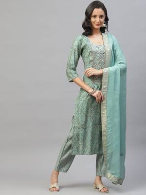 Blue zardosi rayon salwar 1