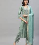 Blue zardosi rayon salwar