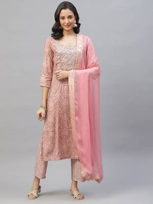Pink zardosi rayon salwar 1