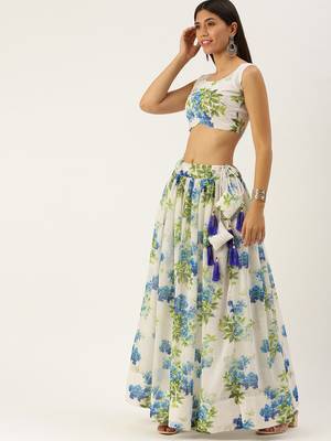 Navy Blue Color Georgette Fabric Sequins and Thread Embroidery Work Semi Stitched Lehenga Choli With Dupatta  3