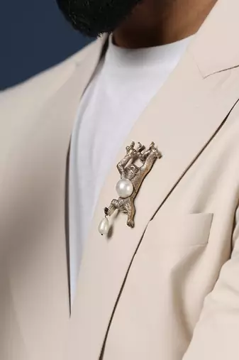Pearl Monkey Brooch