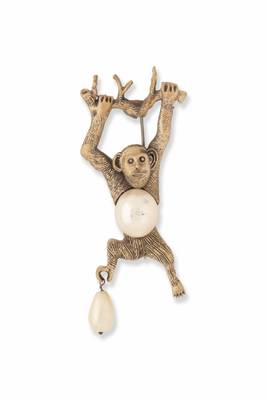 Pearl Monkey Brooch 3