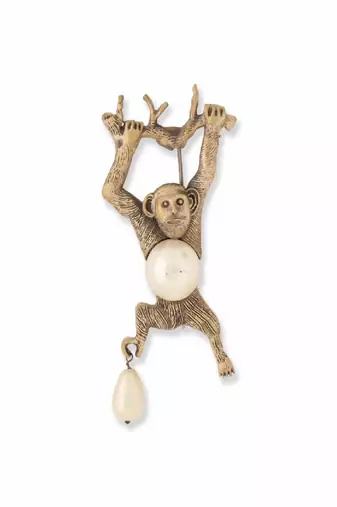 Pearl Monkey Brooch