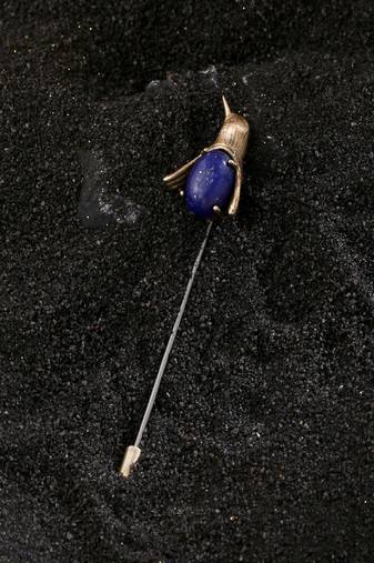 Cobalt Stone Penguin Lapel Pin