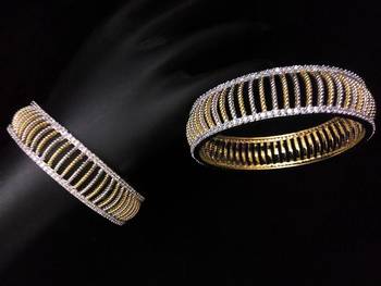 Gold Silver Samrt Look Diamond Bangles 1