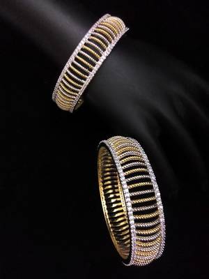 Gold Silver Samrt Look Diamond Bangles 2