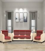 BELLA TRUE Chenille Sofa Cover Maroon Set of 6 Pcs for 5 Seater