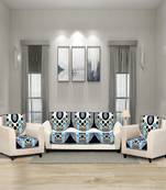 BELLA TRUE Chenille Sofa Cover Blue Set of 6 Pcs for 5 Seater